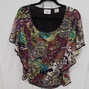 ECI Women's Colorful Floral and Paisley Top